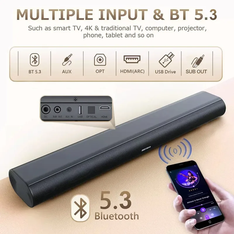60W Sound Bars for TV Audio wi - Pc Gaming Apple 评论和价格